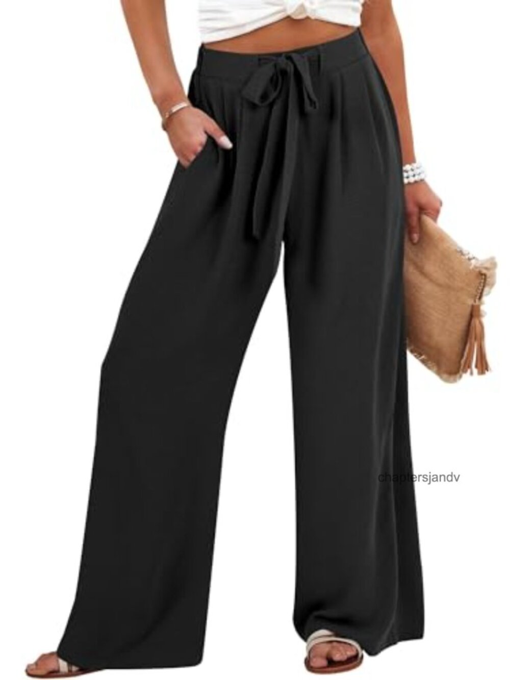 Women's Wide Leg Palazzo Pants High Waist Pull On Flowy Trousers